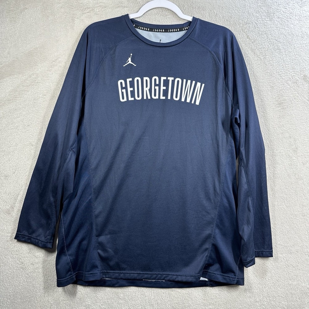 Nike Jordan Georgetown Hoyas Basketball Long Sleeve Shirt Women's L Navy